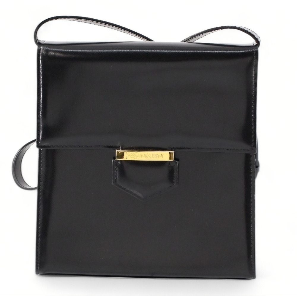 YSL Vintage Yves Saint Laurent Crossbody Shoulder Bag Black Leather Shown Live